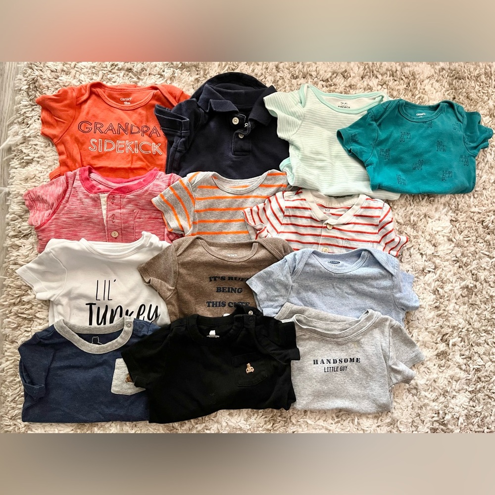 Lot of 13 Baby Bodysuits – GAP, Carters, Assorted